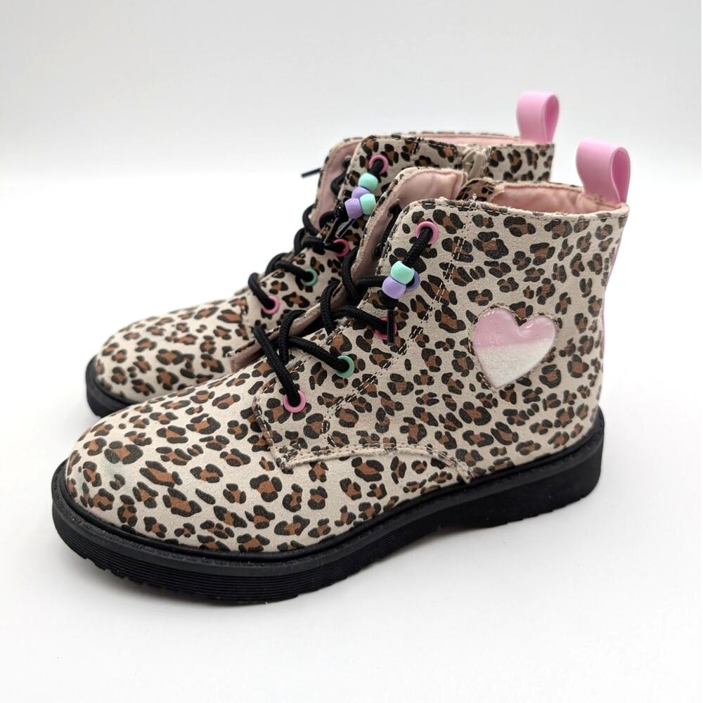 Harper Canyon Victorya Heart Combat Boot Kids' Animal Print Size US1M